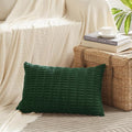 Fancy Homi Boho Dark Green Decorative Throw Pillow Covers 12x20 Inch for Couch Bed Sofa, Rustic Modern Farmhouse Home Decor, Soft Plush Corduroy Cute Square Cushion Case 30x50 cm
