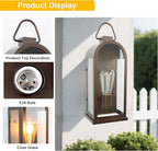 Vintage Outdoor Wall Light Fixture (1 Pcs) - Dark Brown Porch Lantern/Exterior Wall Sconce, Glass Shade, Sturdy Metal Frame, Waterproof & Anti-Rust, Fit for Entryway/Garage/Patio/Doorway, E26 Socket
