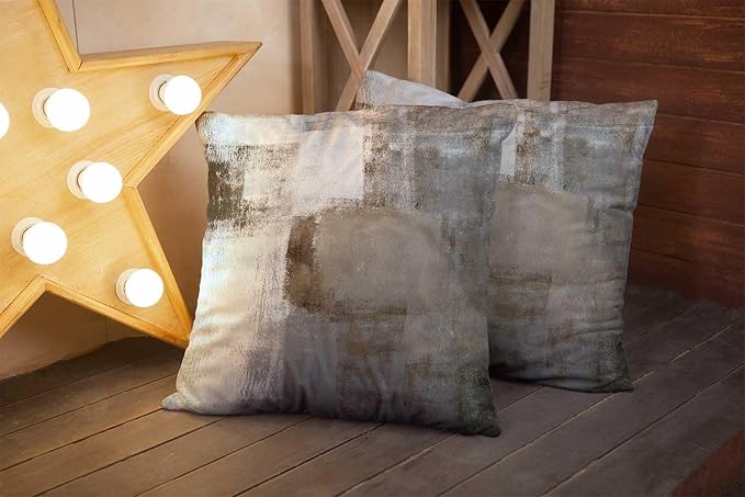 CAPSCEOLL Grey Beige Throw Pillow Covers Modern Home Art Decor,18 X 18 Inches Set of 2 Pillow Cases Decorative,Abstract Oil Painting Pillowcases for Bedroom,Living Room,Cushion Couch Sofa