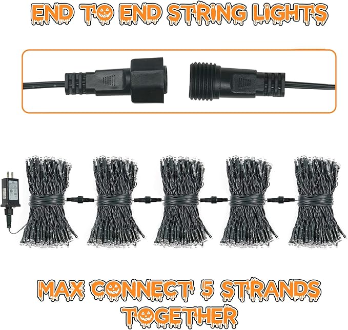 Connectable Purple Halloween Lights, 2pack 164ft 400Led 13 Modes String Lights Plug in, Twinkle Light with Timer Indoor/Outdoor for Tree Party Halloween Decorations