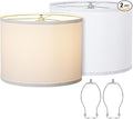 Lamp Shades Set of 2, Drum Lampshades 13" Top x 13" Bottom x 10" High with Spider Fitter, Large Replacement Lamp Shades for Table Lamps, Floor Lamps, Easy Assembly Required (2, White)
