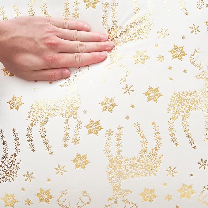 Topfinel Christmas Pillow Covers 18x18 Set of 2,Xmas Cream Velvet Snowflake Reindeer Decorative Pillow Case Winter Holiday Decor for Home Couch,White and Gold