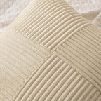 MIULEE 24x24 inch Euro Cream Corduroy Pillow Covers Pack of 2 Boho Decorative Spliced Throw Pillow Covers Soft Solid Couch Pillowcases Cross Patchwork Textured Cushion Covers for Living Room Bed Sofa