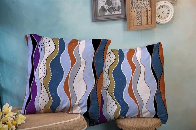 CAPSCEOLL Abstract Throw Pillow Covers Modern Home Art Decor,Circles Waves and Dots Paint Strokes and Splashes 16X16 Inches Set of 2 Pillow Cases Decorative for Bedroom,Living Room,Cushion Couch Sofa