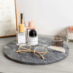 Koville African Natural Marble Cutting Board for Kitchen, 11inch Round Hand Crafted Marble Slab for Cheese, Charcuterie, Pastry Board - Wedding Gift, House Warming Gift(Rhino Grey)