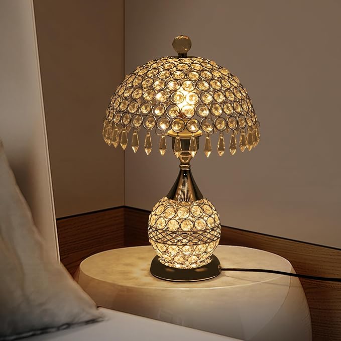 Eapmic Table Lamp,Bedside End Table Lamp Modern Nightstand Desk Lamp Geometric Lamp with Shade for Living Bedroom Office(Modern,Style 5,Silver)