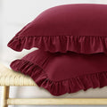 KKJIAF Ruffle Body Pillow Cases Set of 1, Ruffled Pillow Covers with Envelope Closure, Wrinkle Resistant Ruffled Long Pillow Shams 20" x 54", Burgundy