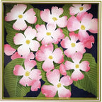 rockflowerpaper Pink Dogwood 15inch Square Lacquered Wooden Serving Tray with Handles, Coffee Table Ottoman Tray for Dining. for Food, Drinks, Cocktail, Great for Parties, Entertaining & Gift