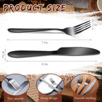 Nuenen 50 Pieces Stainless Steel Forks Silverware Set Dinner Forks and Knives Flatware Tableware Cutlery Set for Kitchen Restaurant(7.1 x 1 Inch, 8.4 x 0.7 Inch,Black)