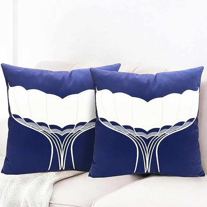 Decorative Throw Pillow Covers Set of 2 Whale Caudal Fin Pillow Covers 18x18 inch Super Soft Short Plush Square Throw Pillows,Farmhouse Outdoor Pillow Covers for Couch Sofa Bed Living Room