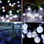 2-Pack 72FT 120 LED White Crystal Globe Solar String Lights Outdoor, Waterproof Solar Christmas Lights for Outside, 8 Lighting Modes Christmas Decorations for Garden Yard Porch Wedding Party Patio