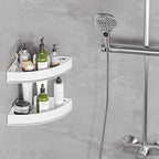 Aluminium Shower Corner Shelves - Rustproof Shower Caddy No Drilling Installation Shampoo Holder, White Shelves for Wall for Bathroom Storage,Holds 20LB