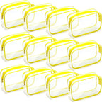 Weewooday 12 Pieces Clear Makeup Bags Cosmetic Storage Bags PVC Zipper Pouches Travel Waterproof Makeup Plastic Case for Women Organizing Toiletries Traveling Bathroom(Large,Yellow)