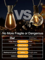 Upgraded LED Outdoor String Lights 105Ft Shatterproof Waterproof ST38 Vintage Edison Bulbs Patio Lights Energy Saving Hanging Outdoor for Christmas Porch Deck Garden Backyard Wedding Party