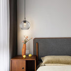 Light Grey Glass Pendant Lights Kitchen Island Globe Pendant Light Fixtures Modern Pendant Lighting for Bedroom Living Dining Room Light Fixture (5.9 in, 3 Pack)