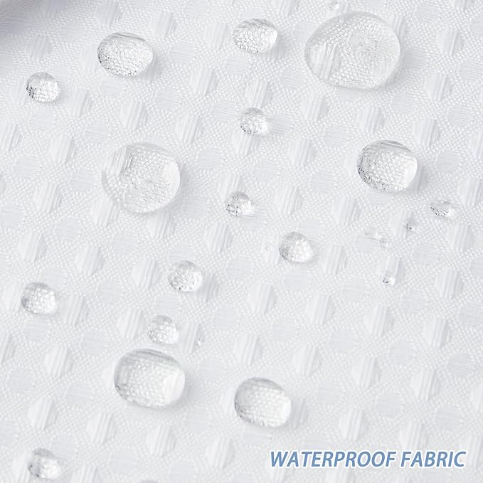 Furlinic No Hook Waffle Weave Shower Curtain with Snap in Waterproof Fabric Liner,Thick Textured Bathroom Curtains with Top Window,Machine Washable,White,71x78 Inch