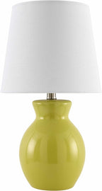 BoutiqueRugs Liliac Boho Ceramic Bedside Table Lamp for Bedroom Nightstand - End Side Lighting for Living Room - Shade Cotton - Mustard, White - 15" H