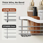 Orimade Shower Caddy Basket Shelf with 5 Hooks Adhesive Organizer Storage Rack Rustproof Wall Mounted Stainless Steel No Drilling for Bathroom, Toilet, Kitchen - 2 Pack