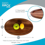 BIRDROCK HOME Acacia Wooden Cheese Serving Board with Handle - Charcuterie, Appetizers, Kitchen Platter, Grazing Board, Pizza, Meat, Bread, Cutting, Party, Food Display Tray - Espresso, 16.5", Oval