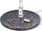Natural Marble Tray, 11.8in Serving Tray for Fruit, Round Decorative Vanity Stone Plate for Jewelry&Key, Quality Storage Dish for Kitchen Coffee Table and Bathroom Desktop, Blue Pearl