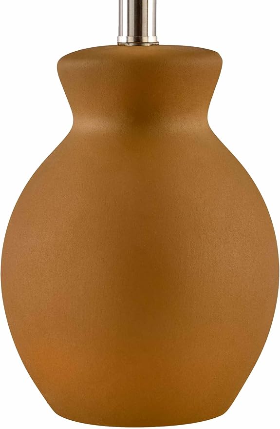 BoutiqueRugs Liliac Boho Ceramic and Jute Bedside Table Lamp for Bedroom Nightstand - End Side Lighting for Living Room - Shade Rattan - Brown, Beige - 15" H