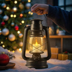 LED Vintage Lantern with Moving Flame Candle,Suitable for Home and Outdoor Usage,Antiqued Hanging Lantern,Battery Powered,6/18 Timer,2PK Bronze
