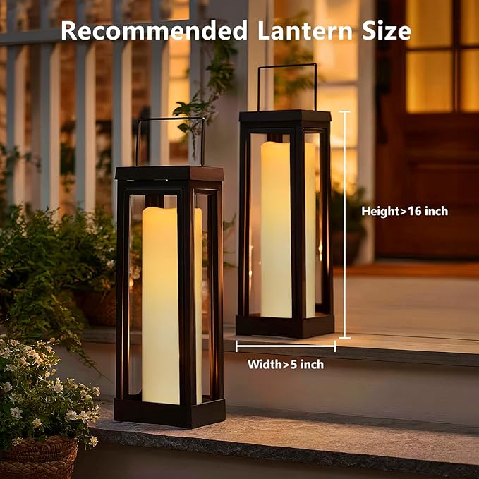 Kimjo 14" x 4" Large Outdoor Candles with Remote: Battery Operated LED Flameless Candles with Timer - Realistic Fake Waterproof Flickering Pillar Candles for Patio Porch Lanterns (Ivory 2 Pack)