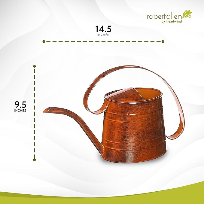 Headwind Danbury Vintage Watering Can – 1/2 Gallon Tango Orange Decorative Galvanized Large Metal Watering Can Planter for Outdoor & Indoor – Antique Style by Robert Allen