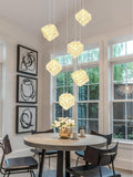 6-Lights Crystal Chandeliers for Staircases Modern Chandeliers for High Ceilings Crystal Pendant Light Fixture for Living Room Kitchen Island Foyer Hallway Bar