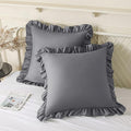 KKJIAF Ruffle Pillow Cases 24x24 Inches, Grey Square Ruffled Pillow Covers Set of 2, Microfiber Wrinkle Resistant Pillow Shams with Envelope Closure for Sofa Bed Living Room