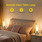 Bedside Nightstand Lampfor Bedroom Living Room, Modern Table Lamp Desk Lamp with Glass Lamp Shape, 2700K 6W Glass Bulb Included(Bronze).