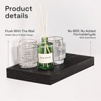 BAOBAB WORKSHOP Solid Wood Floating Shelves for Wall 12 Inch Wide, Small Wooden Shelves for Room Wall Black, 12 in Bathroom Shelves Kitchen Bedroom Rustic Farmhouse, Black Shelf, 12W x 6.7D, Set of 2