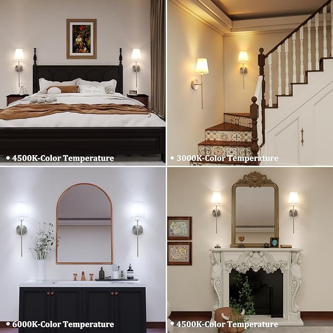 Battery Operated Wall Sconce, 120H Usage Time 22.6" Rechargeable Wall Light with Dimmable Bulb, 12 Colors Wall Sconce for Bedroom Living Room, Silver