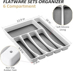 49Pcs Silverware Set with Organizer, Silver Stainless Steel Flatware Set for 8 Cutlery Utensil Sets with Steak Knives, Spoons and Forks Set, Dishwasher Safe