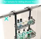 HapiRm 3 Tier Over the Door Shower Caddy, Hanging Shower Caddy with 16 Hooks and 2 Soap Holders, No Drilling Adjustable Hanging Bathroom Organizer - Black
