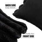 Neelvin Black Faux Fur Cozy Soft Striped Decorative Throw Pillow Covers 24x24 inch Set of 2,Velvet Pillowcase Cushion Case for Sofa Couch