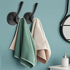 Black Towel Hooks, 2 Pack Coat Robe Hook Heavy Duty Metal Double Bathrobe Hook Wall Mounted, Hand Towels Hooks for Cubicle Bathroom Kitchen Closet Garage