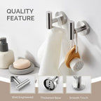 Angle Simple Bathroom Towel Hook 2 PCS, SUS304 Stainless Steel Bath Robe Holder, Modern Hand Towel Hanger Wall Mounted, Brushed Nickel