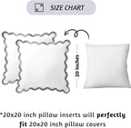 Folkulture Throw Pillow Covers 20x20, Scallop Pillow Cover Set of 2 Decorative Throw Pillows for Couch, Cute Outdoor Pillows or Couch Pillow Covers Standard Size, White Throw Pillows for Living Room
