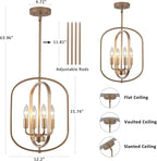 Gold Chandelier for Dining Room Light Fixture, 4 Light Entryway Light Fixture, Adjustable Modern Farmhouse Chandelier Foyer Lighting Fixtures Rustic Kitchen Chandelier for Entryway, Foyer, Living Room