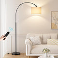 Ambimall 70' Dimmable Arc Floor Lamp with Remote, Color Temperatures and Brightness Adjustable, Arched Floor Lamp with Rotating Head, Over Couch Arched Light for Living Room (Deep Beige and Black)