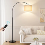 Ambimall 70' Dimmable Arc Floor Lamp with Remote, Color Temperatures and Brightness Adjustable, Arched Floor Lamp with Rotating Head, Over Couch Arched Light for Living Room (Deep Beige and Black)