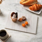 Koville Natural Marble Cutting Board for Kitchen Countertop, 12" x 8" Pastry Bread Macaron Display Board, Real Stone Slab Marble Cheese Boards, Bathroom Perfume Tray Candle Plate(Nestos White)