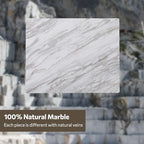 Natural Marble Cutting Board For Kitchen, 16 x 20 Inch Marble Slab Pastry Board With Non-Slip Feet For Baking, Cheese, Charcuterie, Chocolate, White Gray Net Veins