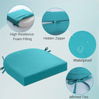 idee-home Outdoor Chair Cushions Set of 4, Thick 19" x 19" x 3" Outdoor Seat Cushions Patio Furniture Waterproof with Ties, Dining Pads