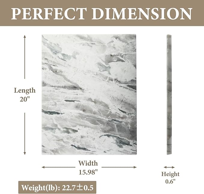 Koville Brazilian Natural Marble Cutting Board for Kitchen, 16x20inch Extra Large Hand Crafted Marble Slab for Cheese, Charcuterie, Pastry Board - Wedding Gift, House Warming Gift
