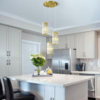 Gold Pendant Lighting Modern Pendant Light, Mini Crystal Chandeliers,Adjustable Pendant Light Fixture for Kitchen Island Dinning Room Corridor Bedroom(Gold 3-Light)