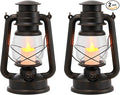 LED Vintage Lantern with Moving Flame Candle,Suitable for Home and Outdoor Usage,Antiqued Hanging Lantern,Battery Powered,6/18 Timer,2PK Bronze