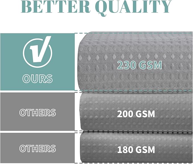 Grey No Hook Waffle Weave Shower Curtain with snap-in Liner Replacement, 230GSM Waterproof Fabric Hotel Shower Curtain Set for Bathroom, Through Mesh Top Window,54Wx80H