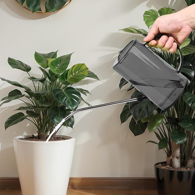 Plastic Watering Can - with Long Spout - 1/4 Gallon - 34 Oz - Grey